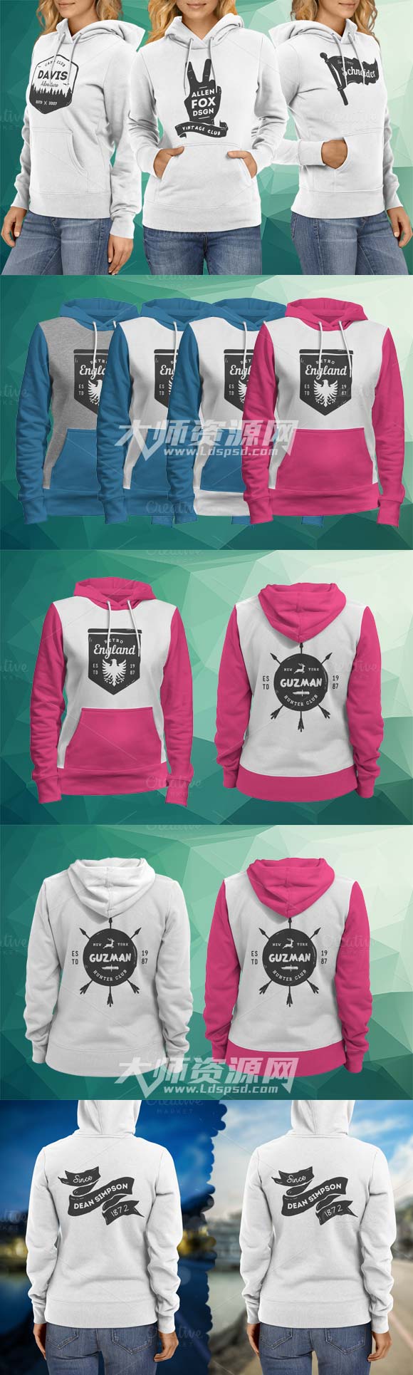 6款女性卫衣图案展示模型：6 Hoodie Mockup